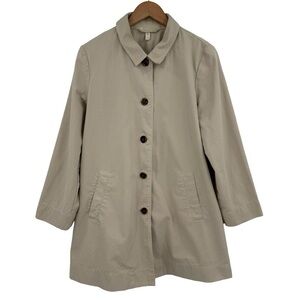 Eileen Fisher 100% Organic Cotton Chore Jacket in Khaki | Size Medium